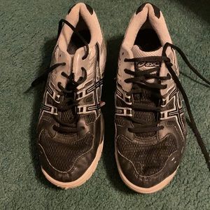 asics size 8 blue and silver sneakers